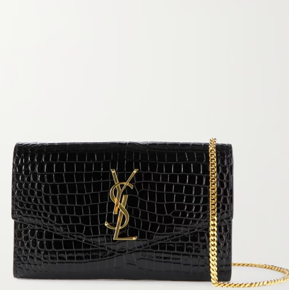 New! Authentic Saint Laurent YSL Uptown Croc-Effect Patent-Leather Bag - Picture 7 of 17